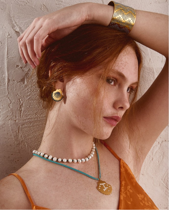 Zig Zag Golden Cuff Σιέλ Βραχιόλια Χεριού