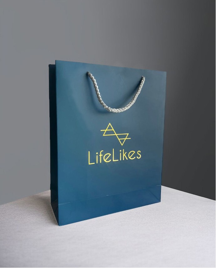 ΤΣΑΝΤΑ ΜΠΛΕ ΜΕ ΧΡΥΣΟΤΥΠΙΑ LIFELIKES 20*25*7 cm 