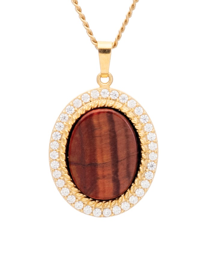 ΚΟΛΙΕ ZIRCONIA STONE ΧΡΥΣΟ ΜΑΤΙ ΤΙΓΡΗΣ Κολιέ