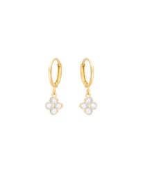 Σκουλαρίκια Κρικάκια Flower Zircon Λευκό Σκουλαρίκια