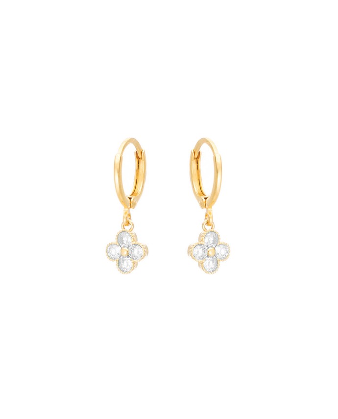 Σκουλαρίκια Κρικάκια Flower Zircon Λευκό Σκουλαρίκια