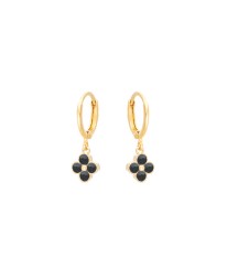 Σκουλαρίκια Κρικάκια Flower Zircon Μαύρο Σκουλαρίκια