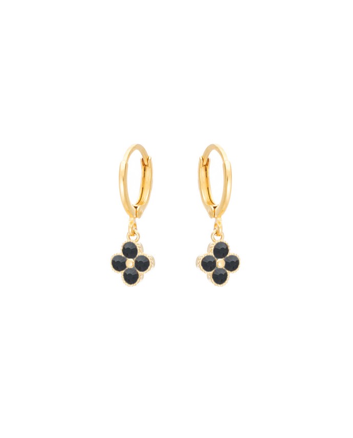 Σκουλαρίκια Κρικάκια Flower Zircon Μαύρο Σκουλαρίκια