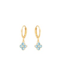 Σκουλαρίκια Κρικάκια Flower Zircon Τυρκουάζ Σκουλαρίκια