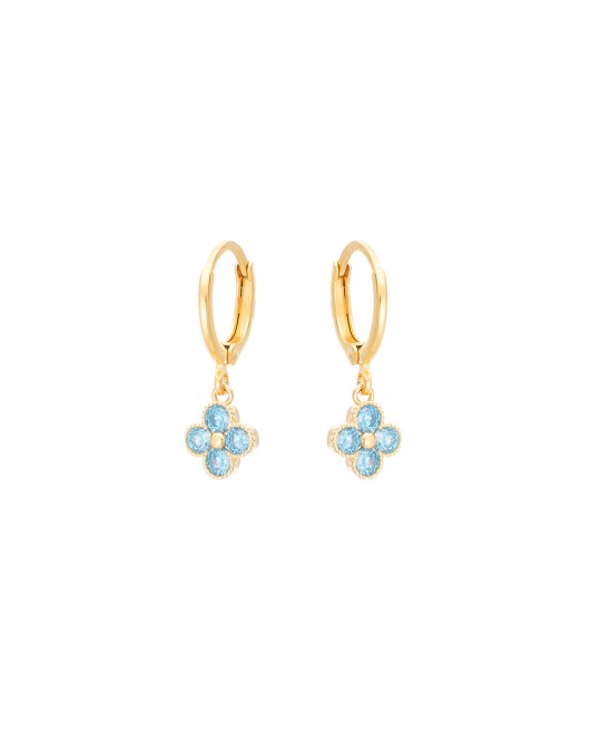 Σκουλαρίκια Κρικάκια Flower Zircon Τυρκουάζ Σκουλαρίκια