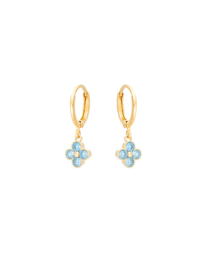 Σκουλαρίκια Κρικάκια Flower Zircon Τυρκουάζ Σκουλαρίκια