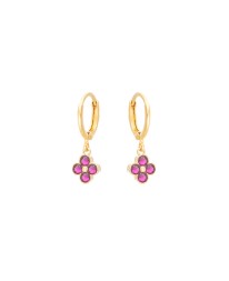 Σκουλαρίκια Κρικάκια Flower Zircon Φούξια Σκουλαρίκια