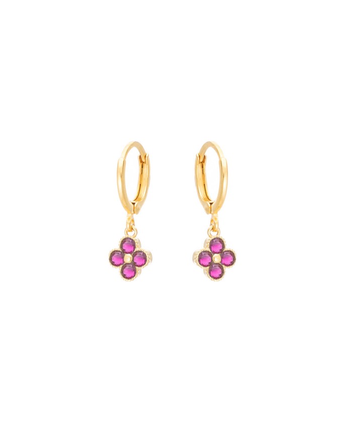 Σκουλαρίκια Κρικάκια Flower Zircon Φούξια Σκουλαρίκια