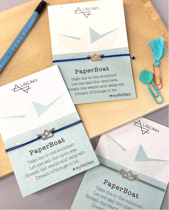 CHARM PAPER BOAT ΧΡΥΣΟ ΜΠΛΕ 
