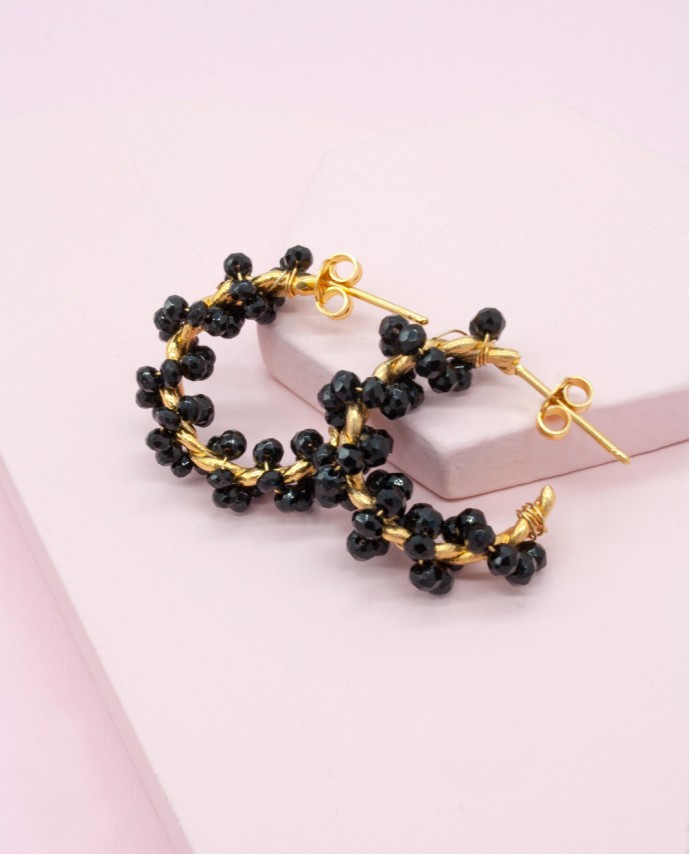 ΣΚΟΥΛΑΡΙΚΙΑ BLACK ONYX SPIRAL Σκουλαρίκια