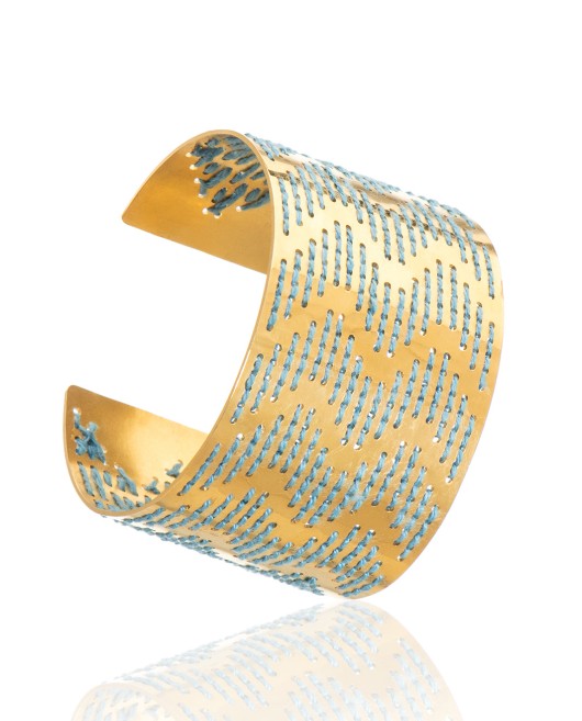 Zig Zag Golden Cuff Σιέλ Βραχιόλια Χεριού