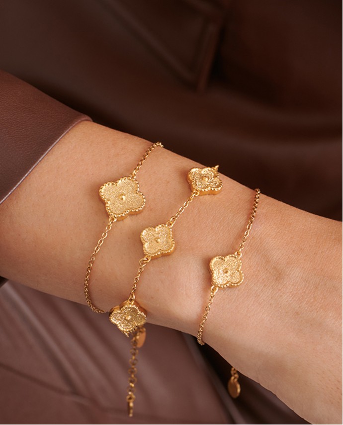 ΒΡΑΧΙΟΛΙ THREE ROYAL FLOWER SMALL ΧΡΥΣΟ Βραχιόλια Χεριού