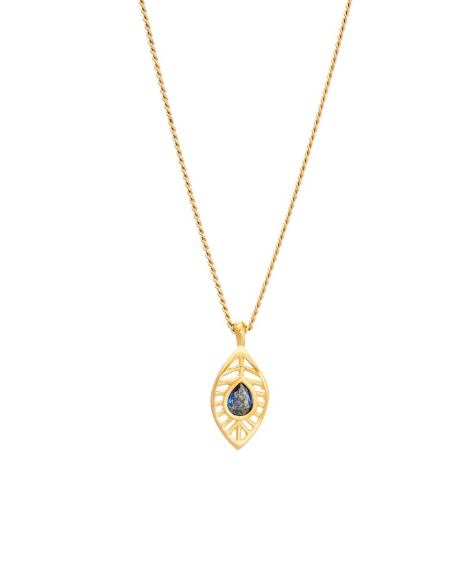 Κολιέ Zircon Leaf Small Μπλε Ιριδίζον Κολιέ
