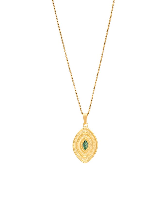 Κολιέ Zircon Leaf Small Πράσινο Κολιέ