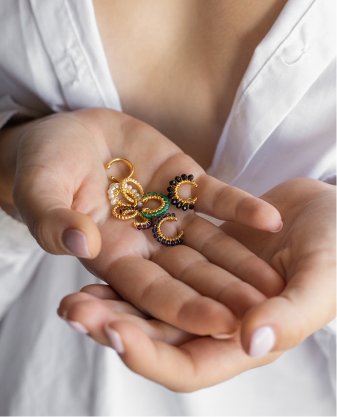 ΣΚΟΥΛΑΡΙΚΙΑ EAR CUFF DOTS ΑΣΗΜΙ Σκουλαρίκια