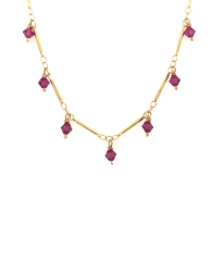 ΚΟΛΙΕ MAGENTA DOTS (7 DROPS) ΧΡΥΣΟ ΦΟΥΞΙΑ Κοσμήματα