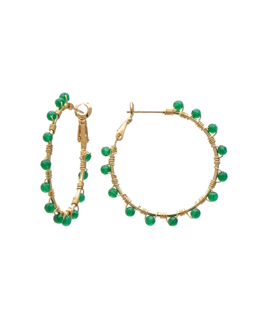 ΚΟΥΛΑΡΙΚΙΑ EMERALD GREEN DOTS HOOPS M Σκουλαρίκια