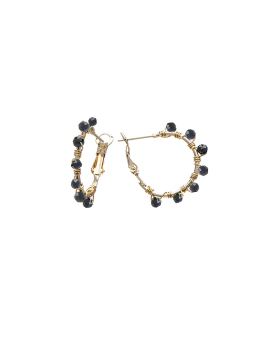 ΣΚΟΥΛΑΡΙΚΙΑ BLACK ONYX DOTS HOOPS S ΧΡΥΣΟ Σκουλαρίκια