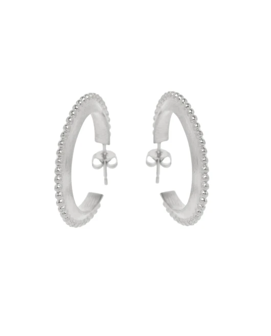 ΣΚΟΥΛΑΡΙΚΙΑ ΚΡΙΚΟΙ DOTS 30mm ΑΣΗΜΙ Σκουλαρίκια