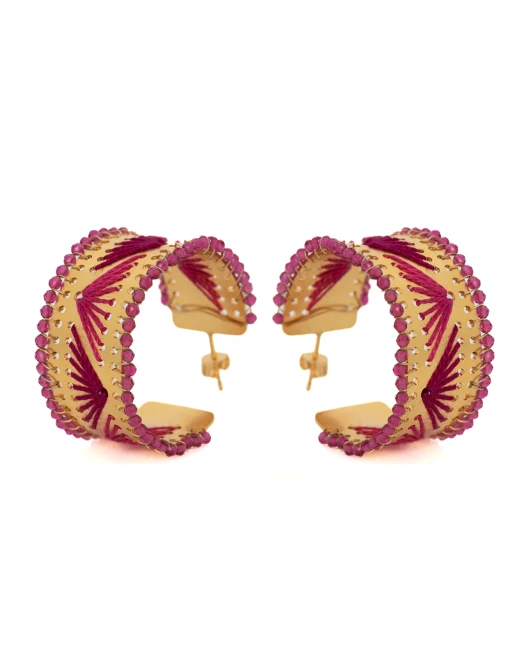 ΣΚΟΥΛΑΡΙΚΙΑ ΚΡΙΚΟΙ ZIRCONIA NUFARO FUCHSIA Σκουλαρίκια