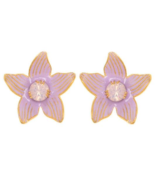ΣΚΟΥΛΑΡΙΚΙΑ FLORET ΛΙΛΑ ΧΡΥΣΟ Σκουλαρίκια