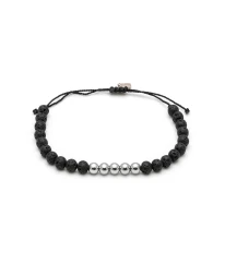 ΑΝΤΡΙΚΟ ΒΡΑΧΙΟΛΙ FIVE BEADS SILVER Ανδρικά