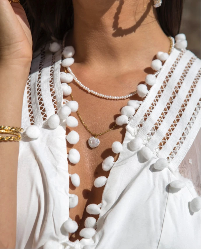ΚΟΛΙΕ WHITE PEARL S ΧΡΥΣΟ ΛΕΥΚΟ Κοσμήματα