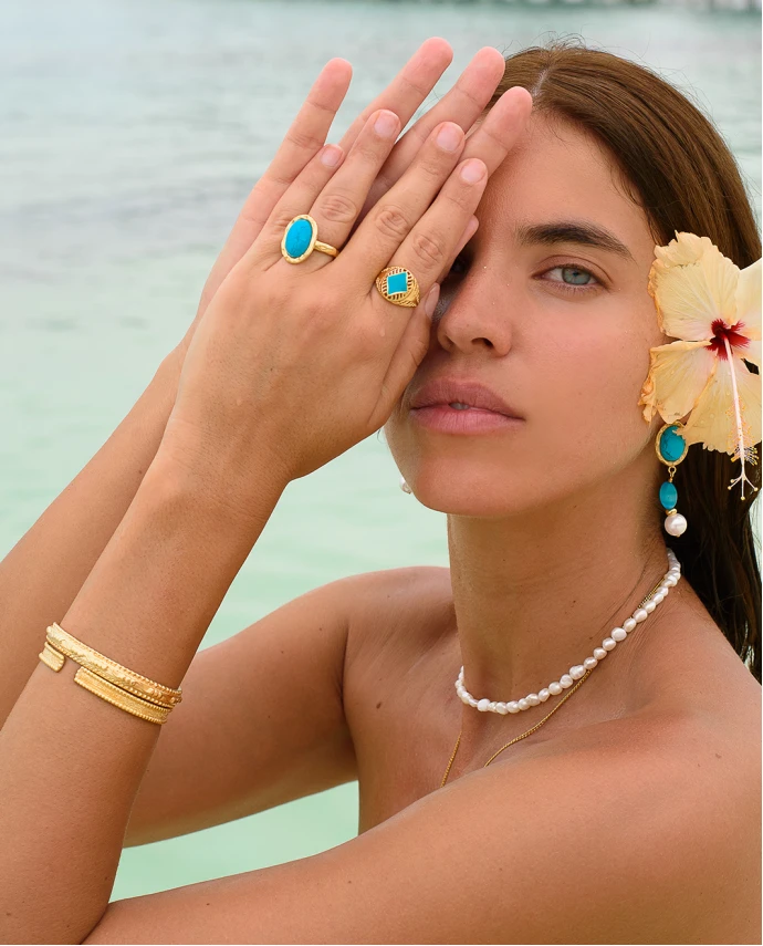 ΚΟΛΙΕ WHITE RAW PEARL S ΧΡΥΣΟ ΛΕΥΚΟ Κοσμήματα