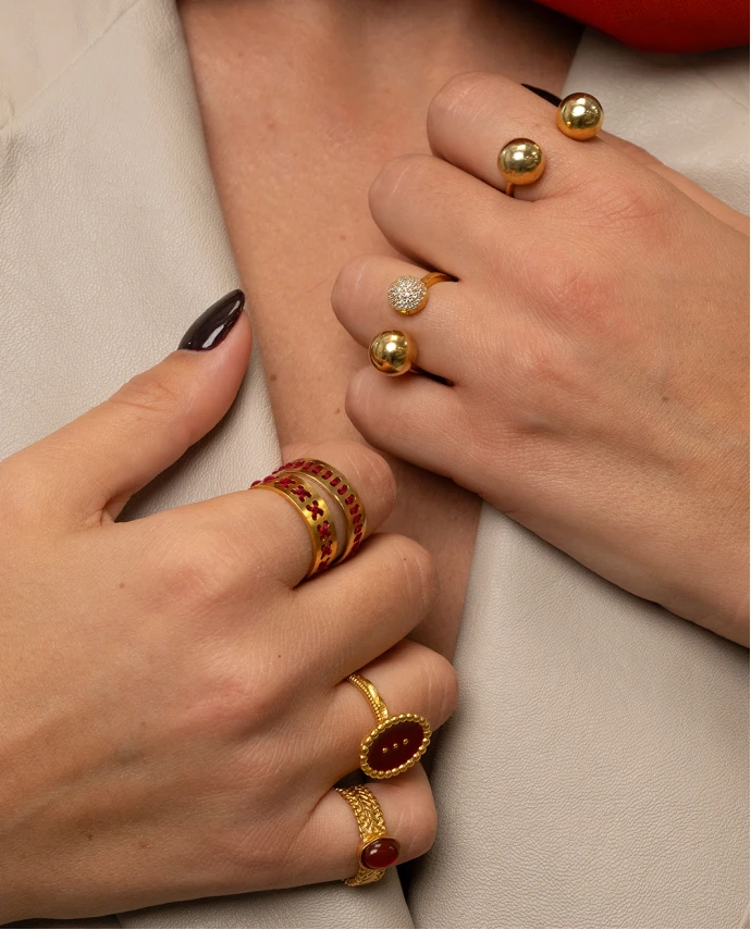 ΔΑΧΤΥΛΙΔΙ GOLDEN BALLS ZIRCON Κοσμήματα