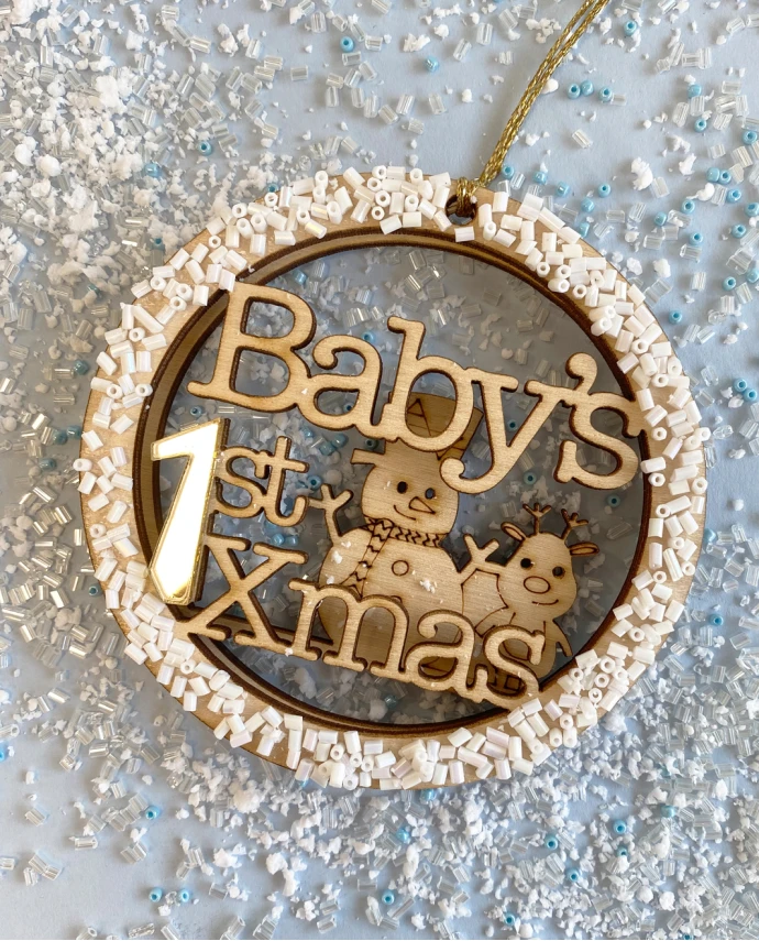 ΤΡΙΣΔΙΑΣΤΑΤΗ ΜΠΑΛΑ BABY'S 1ST CHRISTMAS Γούρια