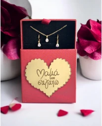 Mother's Box Σετ Κοσμημάτων White Drop Zircons Δώρα