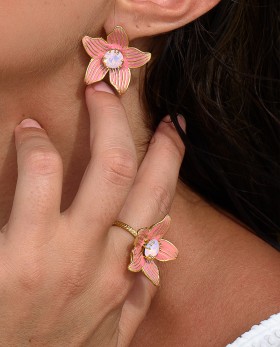 Εντυπωσιακά Σκουλαρίκια για γάμο Floret Φούξια