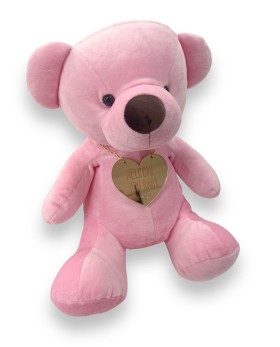Βελούδινος Αρκούδος Beary Ροζ Welcome New Baby - Medium 28 cm