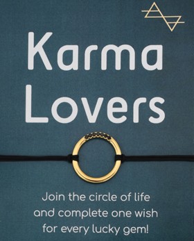 Charm Karma Lovers Χρυσό με Μαύρα Ζιργκόν