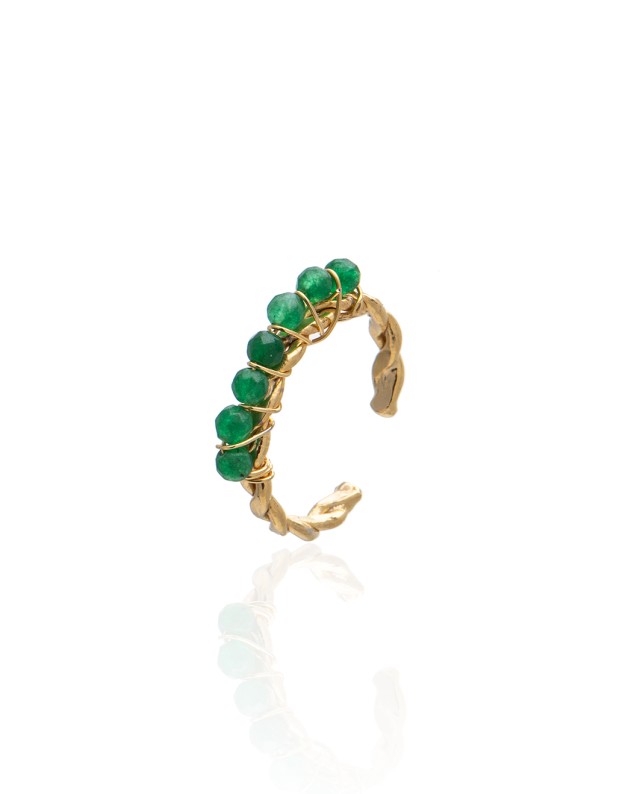 Δαχτυλίδι Half Emerald Green Χρυσό