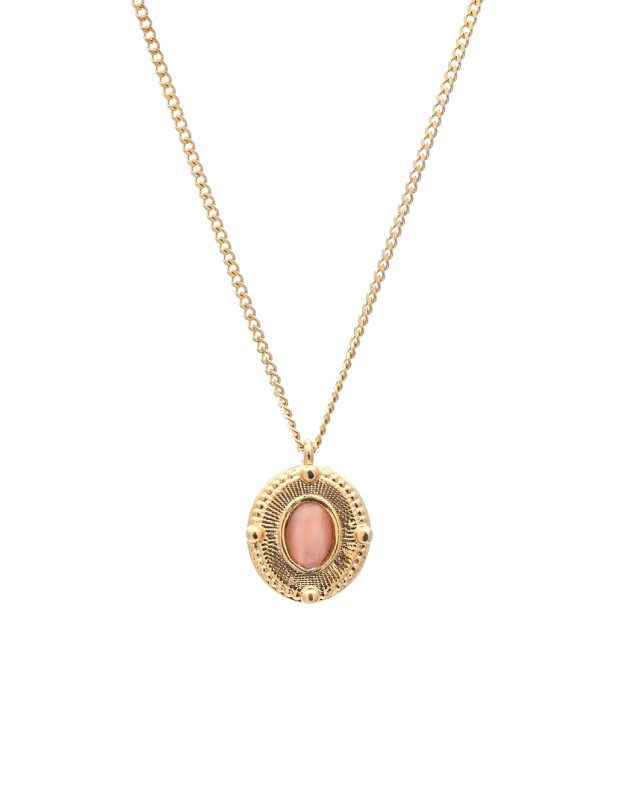 Κολιέ Mademoiselle Χρυσό με ροζ πέτρα