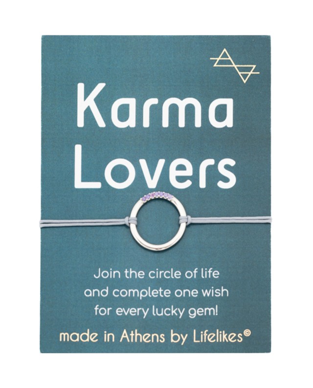 Charm Karma Lovers Ασημί με Μωβ Ζιργκόν