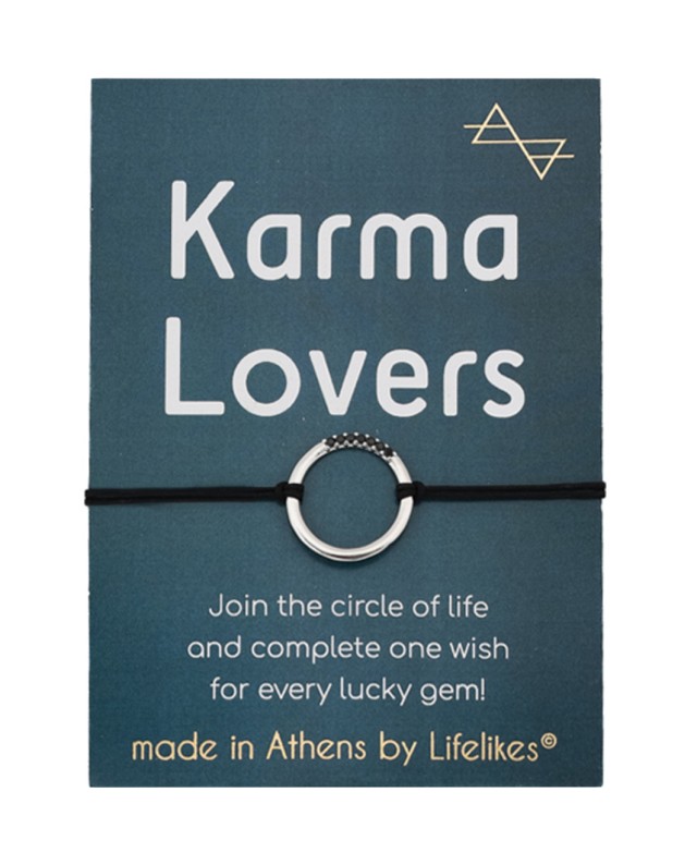 Charm Karma Lovers Ασημί με Μαύρα Ζιργκόν