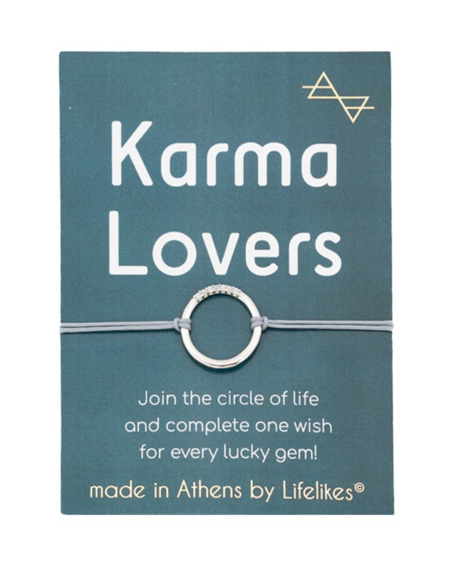 Charm Karma Lovers Ασημί με Λευκά Ζιργκόν