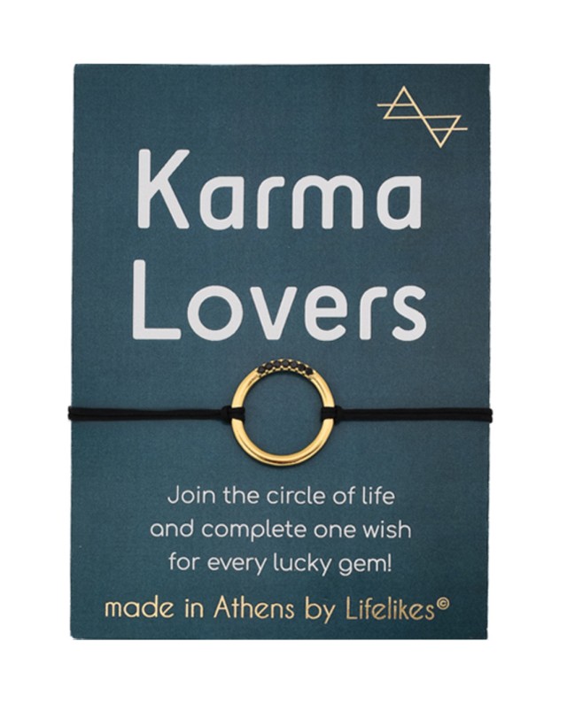 Charm Karma Lovers Χρυσό με Μαύρα Ζιργκόν