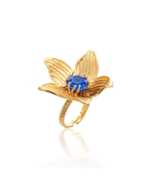 Δαχτυλίδι Blue Flower Χρυσό