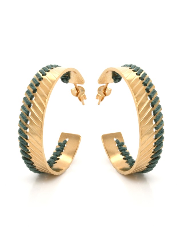 Σκουλαρίκια Agapi Χρυσό Πράσινο