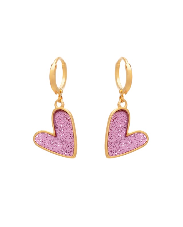 Σκουλαρίκια Glitter Heart Pink